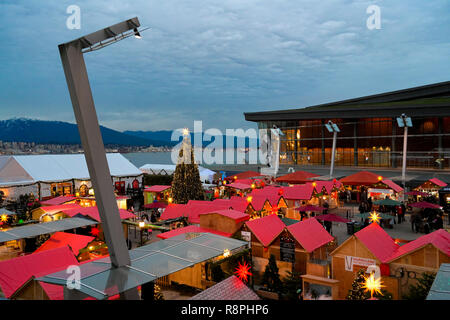 Marché de Noël de Vancouver, Jack Poole Plaza, Vancouver, Colombie-Britannique, Canada. Banque D'Images