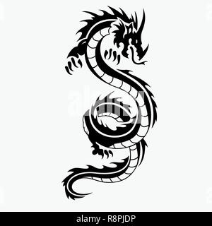 Vector illustration Dragon pour motifs de tatouage, logos, icônes, symboles, des t-shirts et d'autres équipements de conception. Banque D'Images