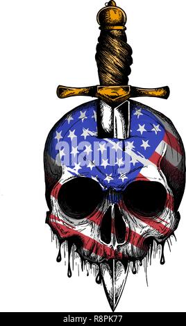 Drapeau Amérique vecteur peint sur un crâne Illustration de Vecteur