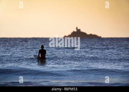 La France, Finistère, Iroise, Sizun point, Plogoff, Pointe du Raz, Baie des Trépassés, attendant la vague, Grand Site National Banque D'Images