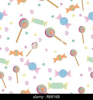 Cartoon lollipops modèle homogène. Illustration de Vecteur