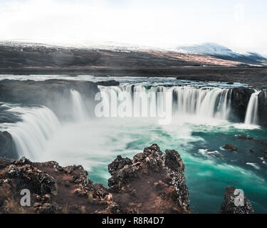 Islande - Godafoss longue exposition Banque D'Images