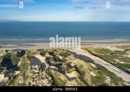 La France, Pas de Calais, St Jean, des dunes et de la plage (vue aérienne) Banque D'Images