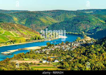 La grande boucle du Rhin à Boppard en Allemagne Banque D'Images