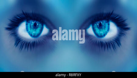 Eye Vision avenir background abstract blue solution concept Banque D'Images