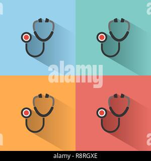L'icône couleur télévision stéthoscope avec ombre sur le fond. Vector Illustration Illustration de Vecteur