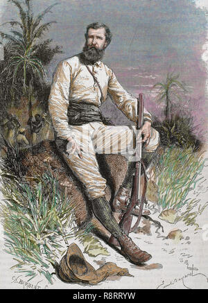 Cameron, Verney Lovett (1844-1894). Voyageur et explorateur britannique. Gravure par barbant. De couleur. Banque D'Images