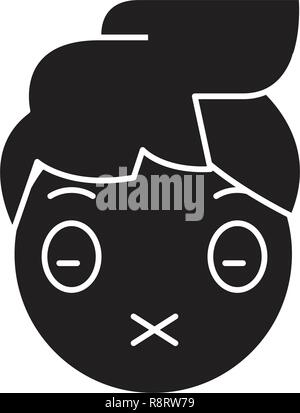 Bouche zippé noir emoji icône concept de vecteur. Bouche zippée télévision emoji illustration, sign Illustration de Vecteur
