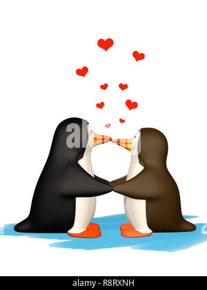 Le couple smiling in love penguins 3D Banque D'Images