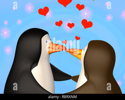 Le couple smiling in love penguins 3D Banque D'Images
