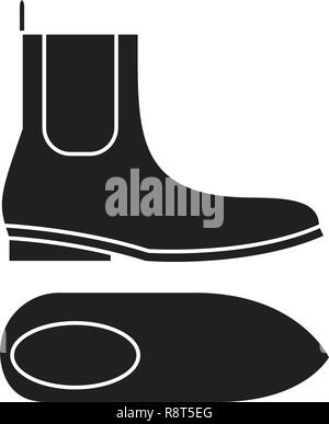 Chelsea boots black concept vecteur icône. Chelsea boots télévision illustration, sign Illustration de Vecteur