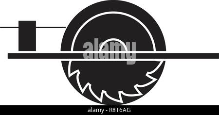 Scie électrique vecteur icône noire concept. Scie électrique télévision illustration, sign Illustration de Vecteur
