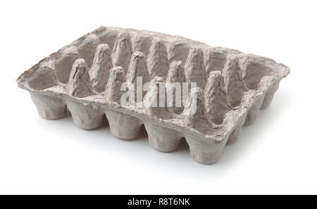 Bac d'oeufs en papier vide isolated on white Banque D'Images