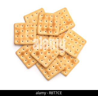Vue de dessus de biscuits soda isolated on white Banque D'Images