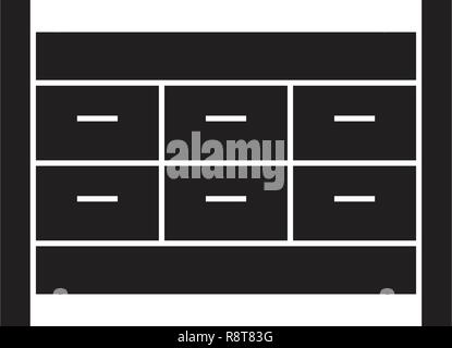 Tiroir de classeur concept vecteur icône. Tiroir meuble de télévision illustration, sign Illustration de Vecteur