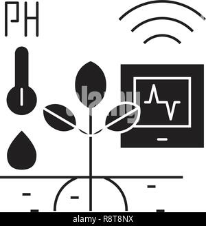 Automatisation de l'Horticulture vecteur icône noire concept. Automatisation de l'Horticulture télévision illustration, sign Illustration de Vecteur