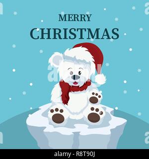 Carte de Noël de beaux bébé ours polaire Illustration de Vecteur