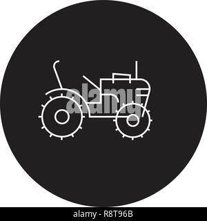 Mini tracteur vecteur icône noire concept. Mini tracteur télévision illustration, sign Illustration de Vecteur