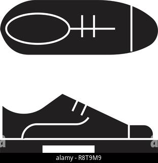 Noir chaussures Oxford concept vecteur icône. Chaussures Oxford télévision illustration, sign Illustration de Vecteur