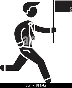 L'accomplissement personnel vecteur icône noire concept. Accomplissement personnel télévision illustration, sign Illustration de Vecteur