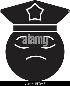 Policier noir emoji icône concept de vecteur. Télévision emoji policier illustration, sign Illustration de Vecteur