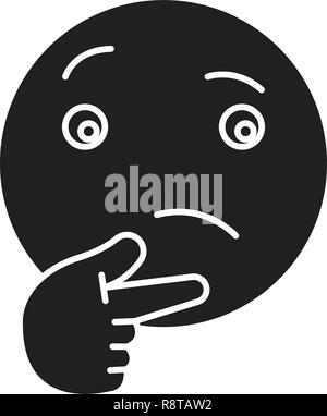 Emoji pensée vecteur icône noire concept. Télévision emoji pensée illustration, sign Illustration de Vecteur