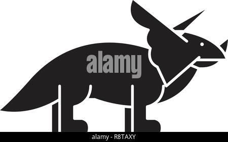 Triceratops vecteur icône noire concept. Triceratops télévision illustration, sign Illustration de Vecteur
