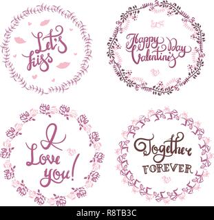 Valentine s day hand drawn vector set calligraphie et illustration Illustration de Vecteur