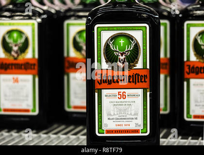 Kiev, Ukraine. Dec 16, 2018. Jagermeister vu dans le magasin. Crédit : Igor Golovniov SOPA/Images/ZUMA/Alamy Fil Live News Banque D'Images