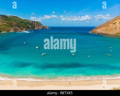 L'Indonésie, Lombok, Kuta, plage ou Mawan Mawun (vue aérienne) Banque D'Images