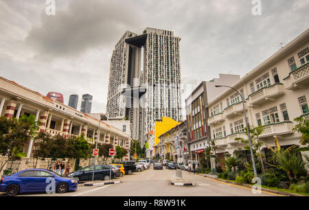 Maisons traditionnelles sur Bukit Pasoh Road, Singapour, Outram Park Banque D'Images