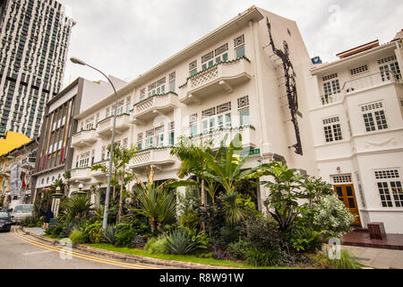 Maisons traditionnelles sur Bukit Pasoh Road, Singapour, Outram Park Banque D'Images