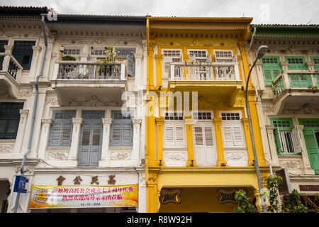 Maisons traditionnelles sur Bukit Pasoh Road, Singapour, Outram Park Banque D'Images