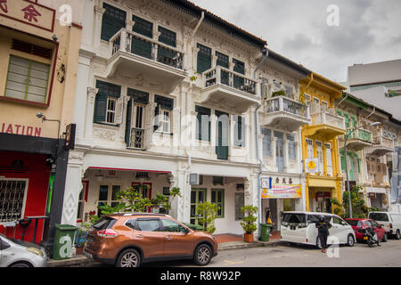 Maisons traditionnelles sur Bukit Pasoh Road, Singapour, Outram Park Banque D'Images