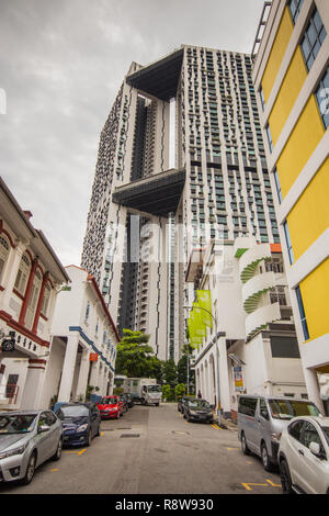 Bukit Pasoh bâtiments traditionnels sur route, Outram Park, Singapore Banque D'Images