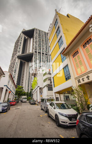 Bukit Pasoh bâtiments traditionnels sur route, Outram Park, Singapore Banque D'Images