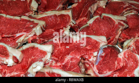 Des morceaux de viande de boeuf Chianina cut steak florentin Banque D'Images