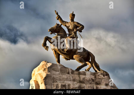 Vues de Sukhbaatar Statue à Oulan-Bator, Mongolie Banque D'Images