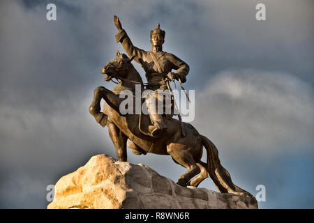 Vues de Sukhbaatar Statue à Oulan-Bator, Mongolie Banque D'Images