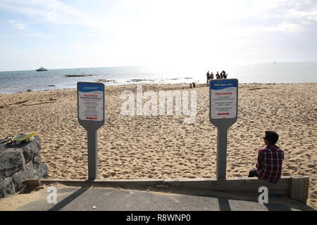 Où Dendy Beach devient Milieu La plage de Brighton, Melbourne, Victoria, Australie Banque D'Images