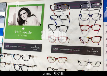 Miami Beach Florida, opticien optométriste magasin d'affaires, vente de lunettes de vue, mode, Kate Spade New York, cadres, les visiteurs voyage tour Banque D'Images