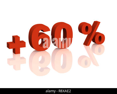 Inscription 3d rouge - plus de 60  %. Plus de objets white Banque D'Images