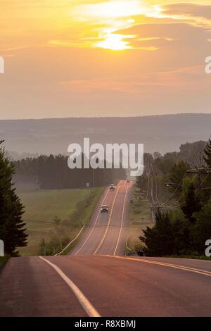 Canada, Province de Québec, Région de l'Estrie Estrie Coaticook Road, ou au lever du soleil Banque D'Images