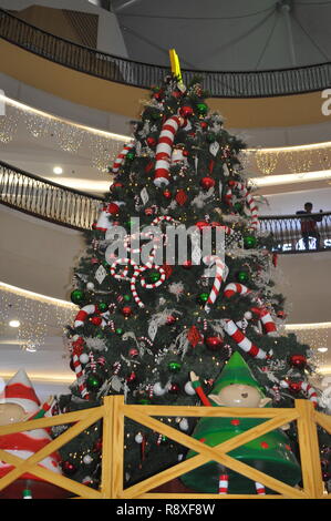 Baguio City en décembre 2018, les arbres de Noël sont affichées dans la rue et SM City Baguio Banque D'Images