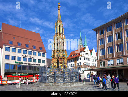 Bien beauté, Marché, market place, vieille ville, Nuremberg, Franconia, Bavaria, Germany, Europe Banque D'Images