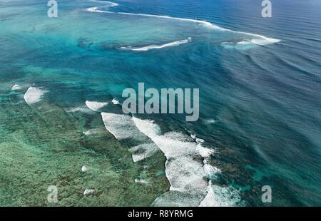 L'Ile Maurice, Rivière Noire, le Morne Brabant, inscrite au Patrimoine Mondial de l'UNESCO (vue aérienne) Banque D'Images