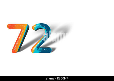Numéro 3D 70 72 deux couleurs vives Banque D'Images