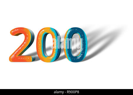 Numéro 3D 200 deux cent couleurs animés Banque D'Images
