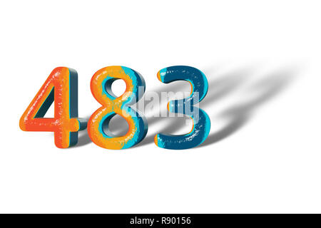 Numéro 3D 483 quatre cent quatre-vingt-trois des couleurs vives Banque D'Images