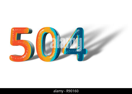Numéro 3D 504 cinq cent quatre couleurs vives Banque D'Images